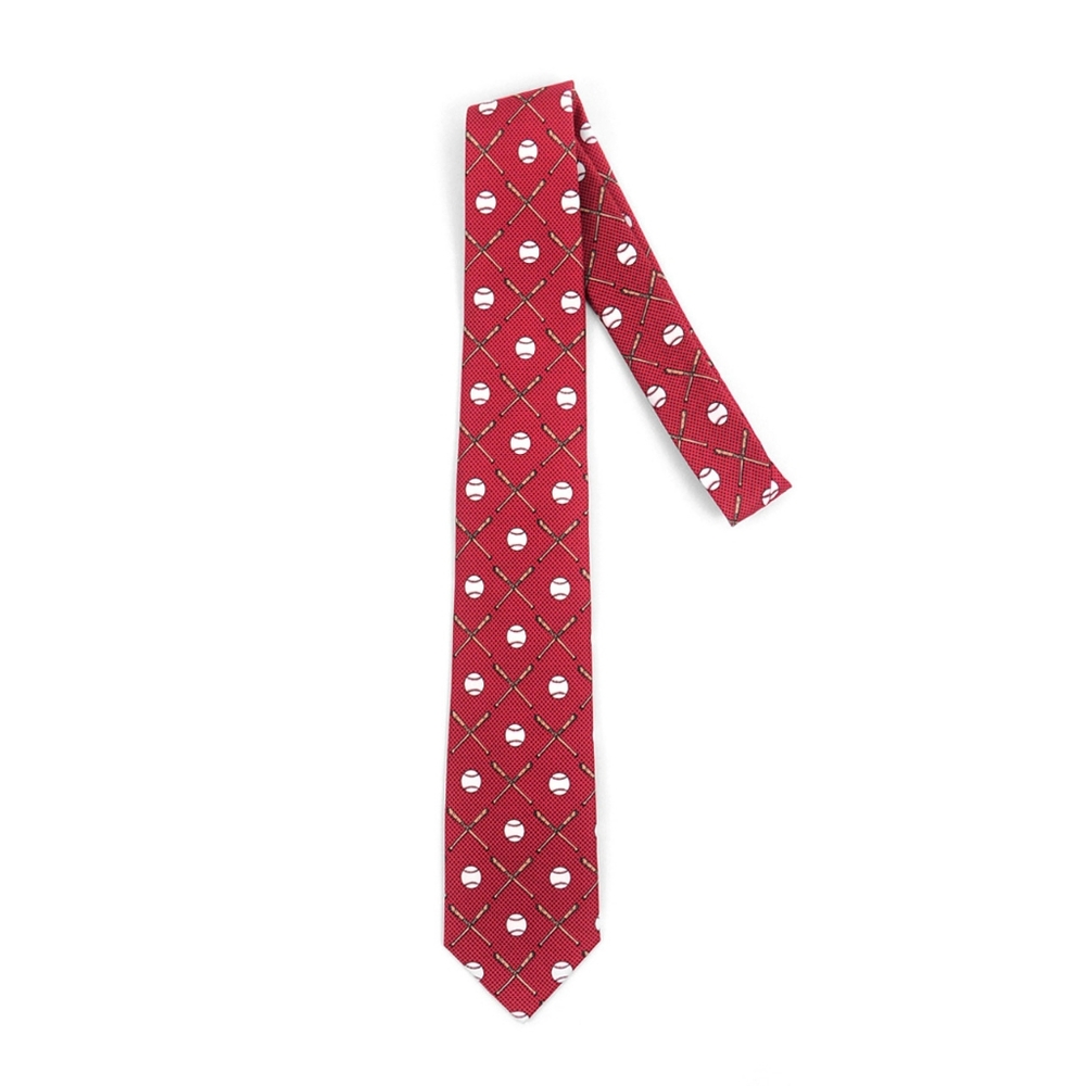 Red Baseball Pattern Tie - Picture 2 of 5